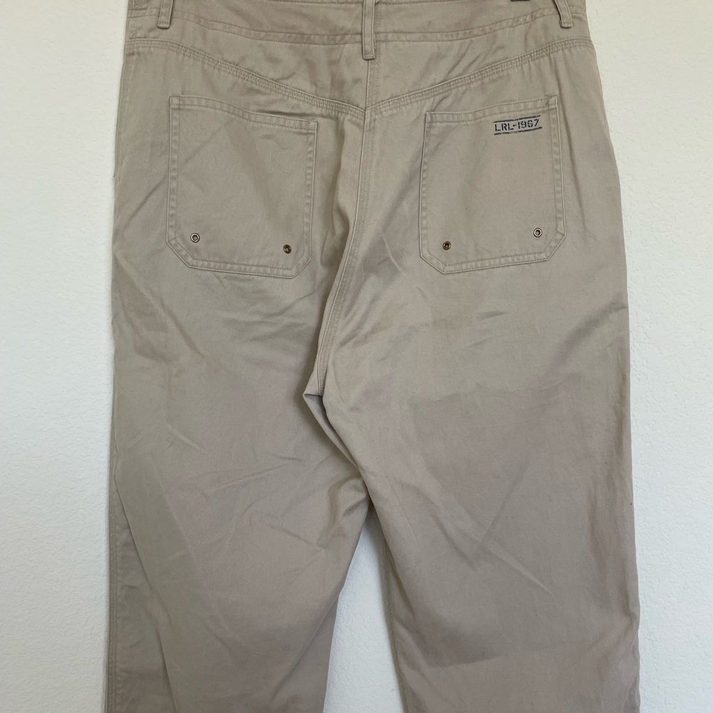 RALPH LAUREN cotton beige pants cream cropped tan - Picture 6 of 10